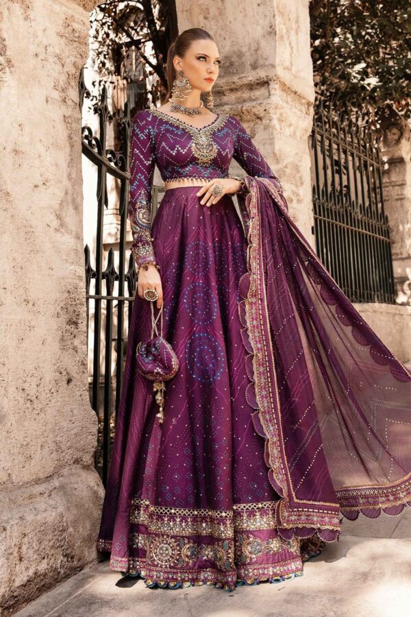 MARIA B | SATEEN | EMBROIDERED COTTON SATIN SUIT | CST-802 - Image 2