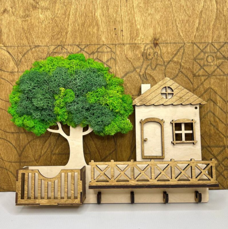 Suport pentru chei cu balcon din lemn